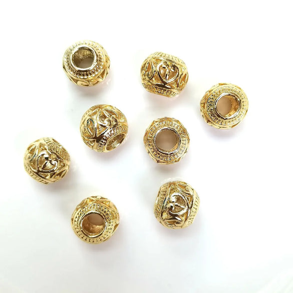 10 PCS/Package Diameter 11mm Hole 4~4.9mm Metal 14K Gold Plated Symbol Beads