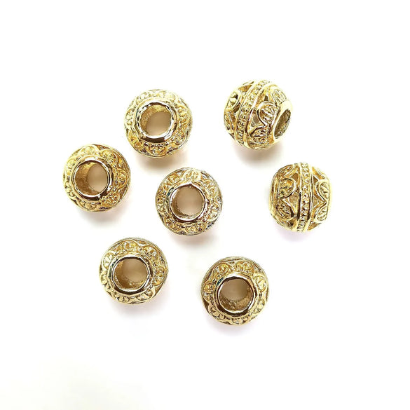 10 PCS/Package Diameter 11mm Hole 4~4.9mm Metal 14K Gold Plated Symbol Beads