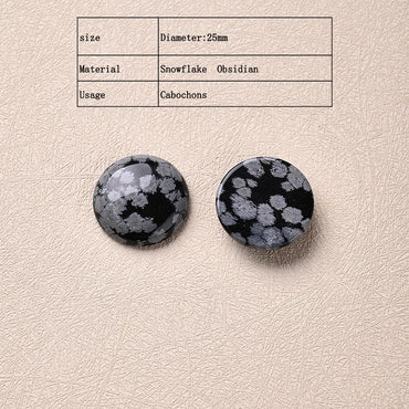 10 PCS/Package Diameter 25mm Natural Stone Snowflake Obsidian Color Block Snowflake Polished Cabochons