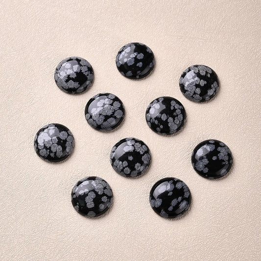 10 PCS/Package Diameter 25mm Natural Stone Snowflake Obsidian Color Block Snowflake Polished Cabochons