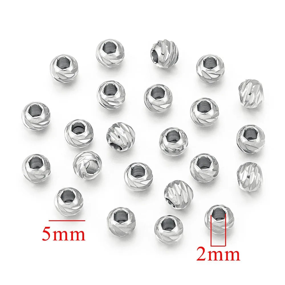 10 PCS/Package Diameter 5mm Hole 2~2.9mm 304 Stainless Steel Solid Color Polished Beads