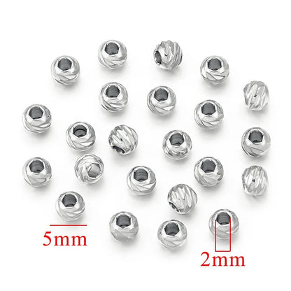 10 PCS/Package Diameter 5mm Hole 2~2.9mm 304 Stainless Steel Solid Color Polished Beads