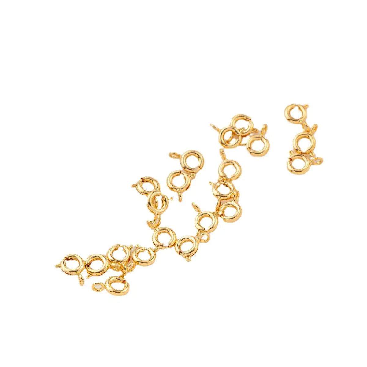 10 PCS/Package Diameter 6 Mm Diameter 7 Mm Hole 1~1.9mm Metal 14K Gold Plated Round 弹簧扣 Jewelry Buckle