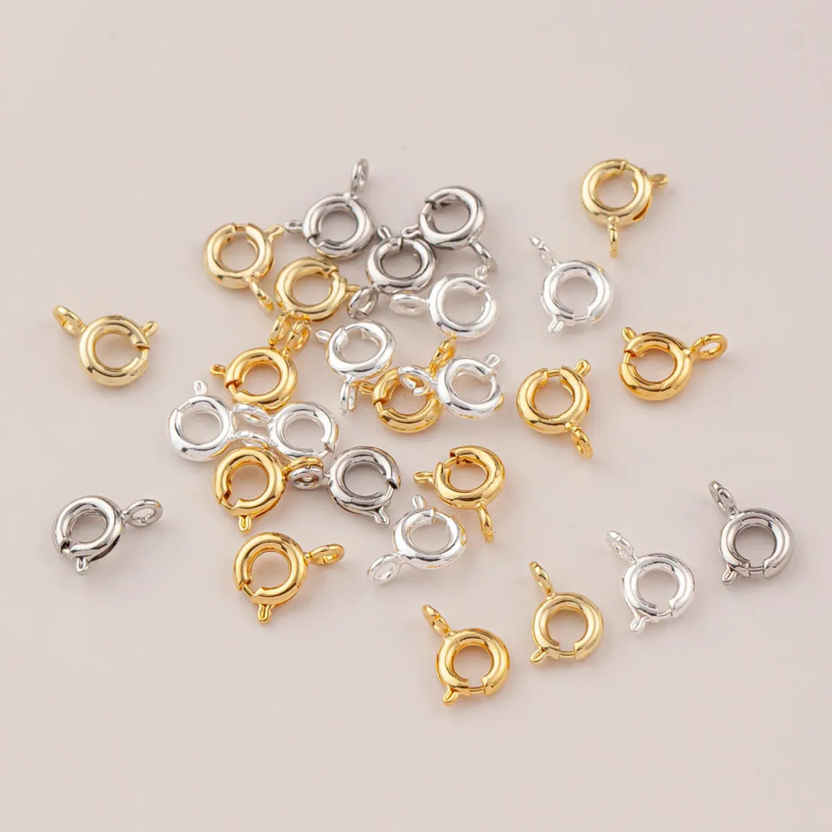 10 PCS/Package Diameter 6 Mm Diameter 7 Mm Hole 1~1.9mm Metal 14K Gold Plated Round 弹簧扣 Jewelry Buckle