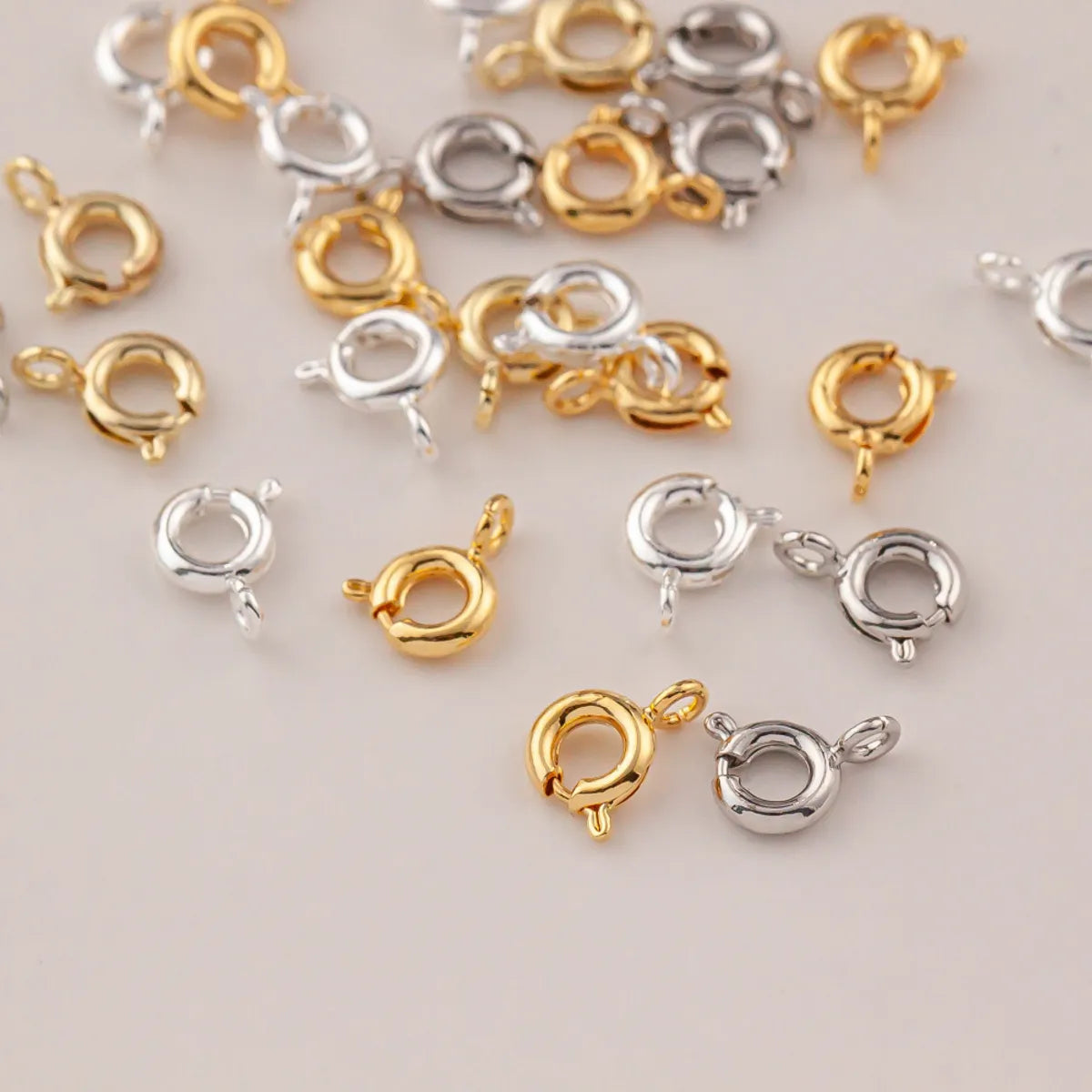 10 PCS/Package Diameter 6 Mm Diameter 7 Mm Hole 1~1.9mm Metal 14K Gold Plated Round 弹簧扣 Jewelry Buckle