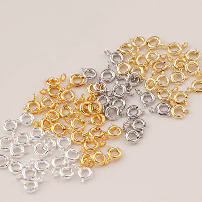 10 PCS/Package Diameter 6 Mm Diameter 7 Mm Hole 1~1.9mm Metal 14K Gold Plated Round 弹簧扣 Jewelry Buckle