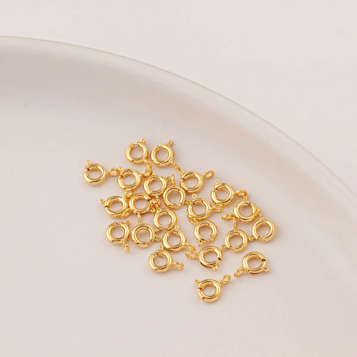 10 PCS/Package Diameter 6 Mm Diameter 7 Mm Hole 1~1.9mm Metal 14K Gold Plated Round 弹簧扣 Jewelry Buckle