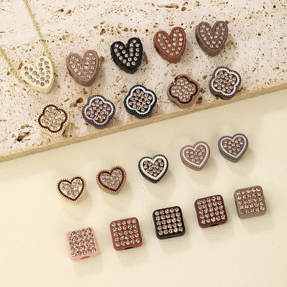 10 PCS/Package Hole 1~1.9mm Synthetic Resin Four Leaf Clover Square Heart Shape Beads