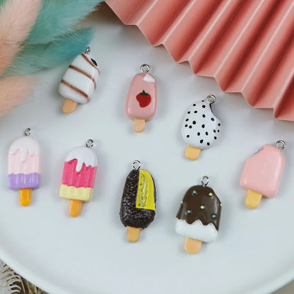 10 PCS/Package Resin Ice Cream Pendant