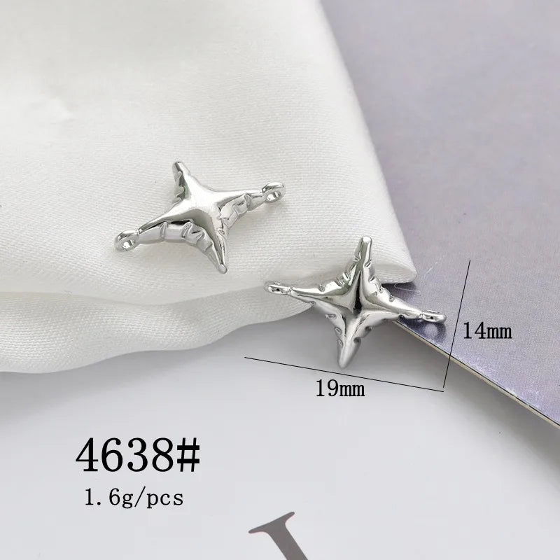 10 Pcs/Package Simple Style Animal Star Heart Shape Alloy Plating Pendant Beads Jewelry Accessories