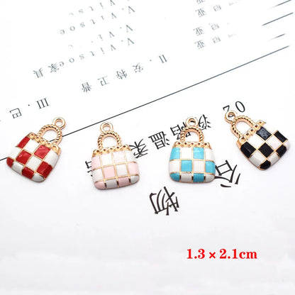 10 Pcs/Package Simple Style Bag Lattice Alloy Enamel Jewelry Accessories