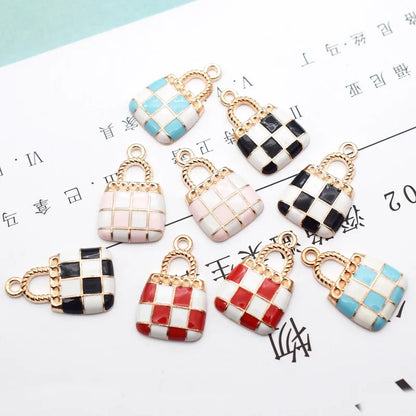 10 Pcs/Package Simple Style Bag Lattice Alloy Enamel Jewelry Accessories