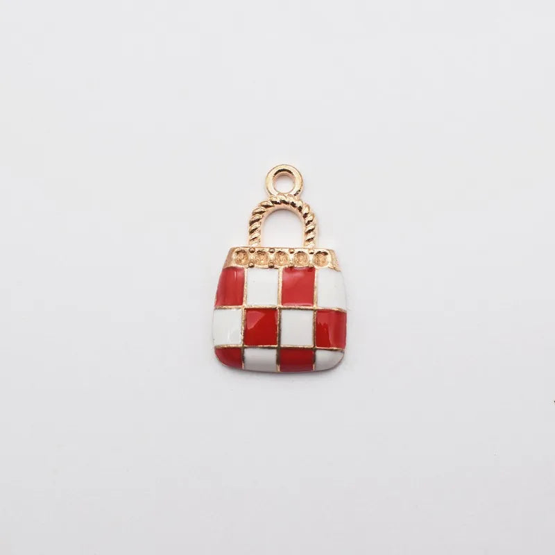 10 Pcs/Package Simple Style Bag Lattice Alloy Enamel Jewelry Accessories