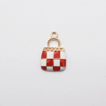 10 Pcs/Package Simple Style Bag Lattice Alloy Enamel Jewelry Accessories