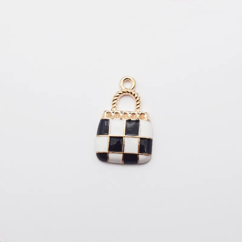 10 Pcs/Package Simple Style Bag Lattice Alloy Enamel Jewelry Accessories