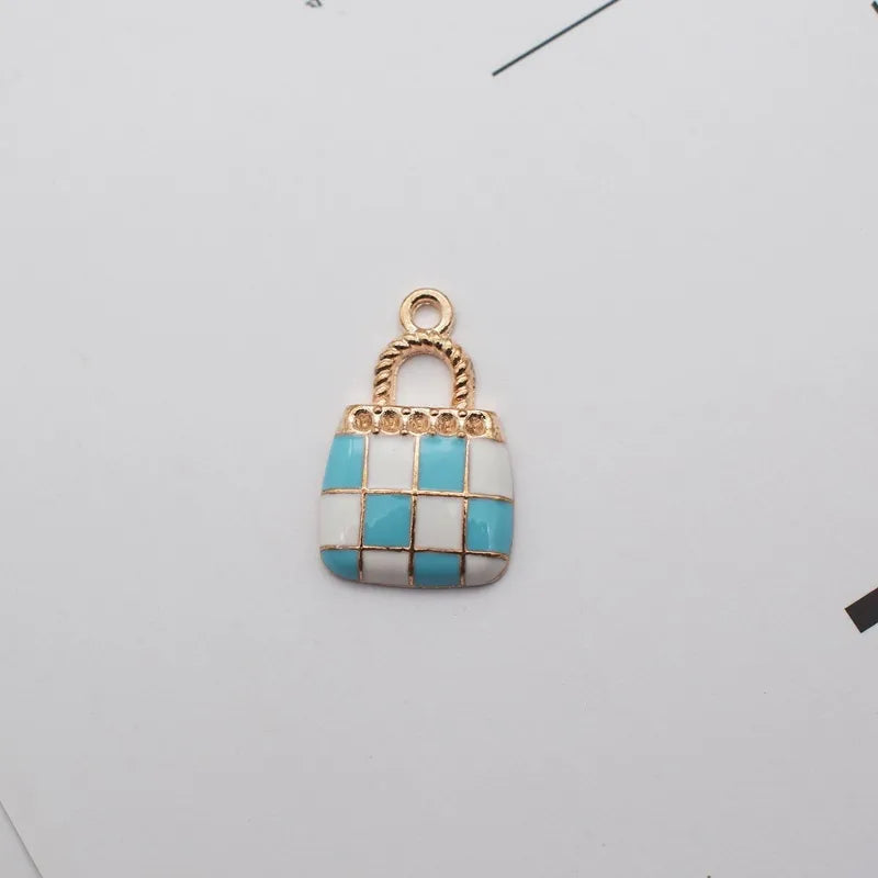 10 Pcs/Package Simple Style Bag Lattice Alloy Enamel Jewelry Accessories