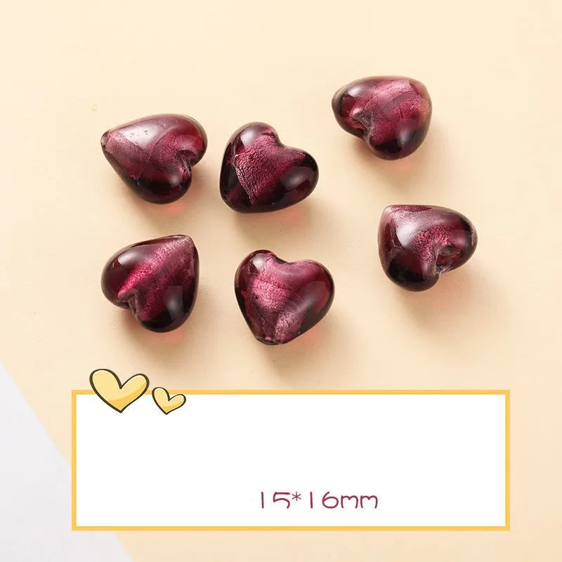 10 PCS/Package Glass Heart Shape Beads