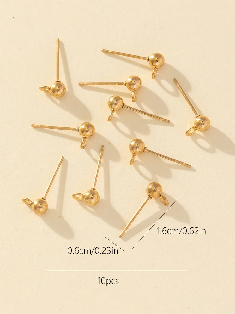 10 Pieces Simple Style Ball Stainless Steel Ear Studs