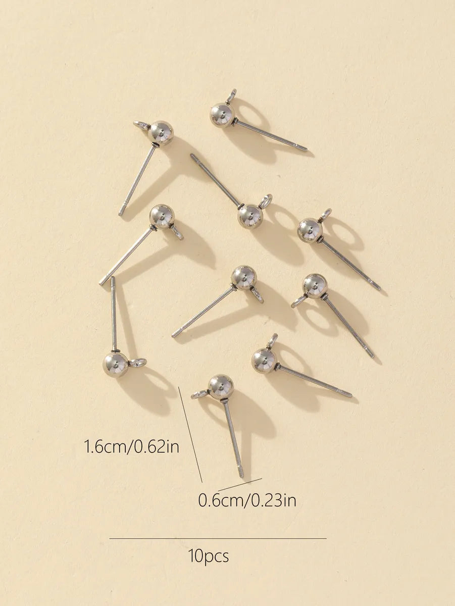 10 Pieces Simple Style Ball Stainless Steel Ear Studs