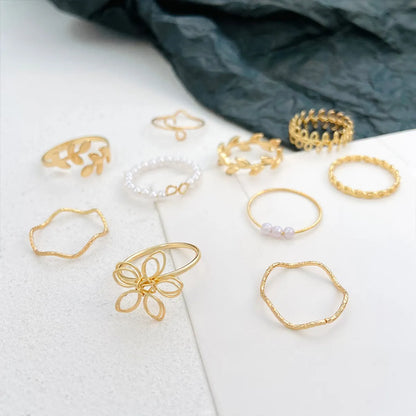 10 Pieces Simple Style Flower Alloy Hollow Out Women's Rings