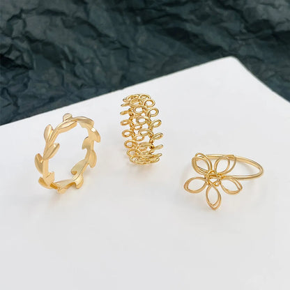 10 Pieces Simple Style Flower Alloy Hollow Out Women's Rings