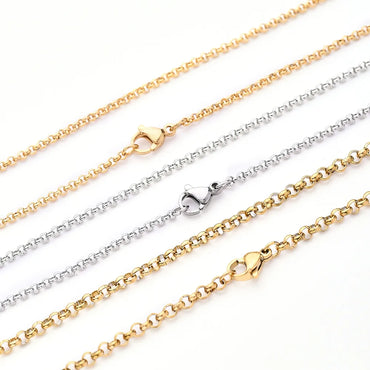 10 Strands/Package 6 Pieces/Bag 304 Stainless Steel Gold Plated Solid Color Polished Chain