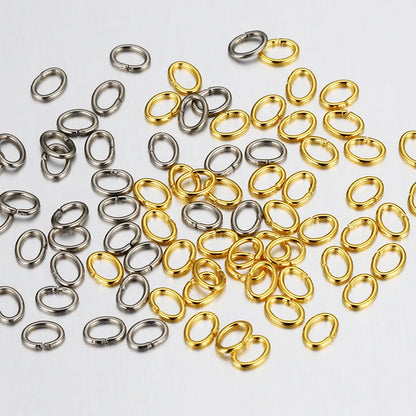 100 PCS/Package 3 * 4mm Stainless Steel 18K Gold Plated Solid Color Polished Broken Ring