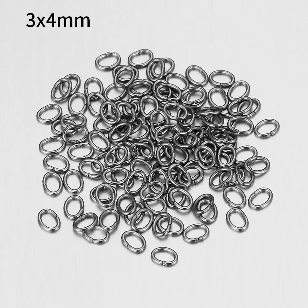 100 PCS/Package 3 * 4mm Stainless Steel 18K Gold Plated Solid Color Polished Broken Ring