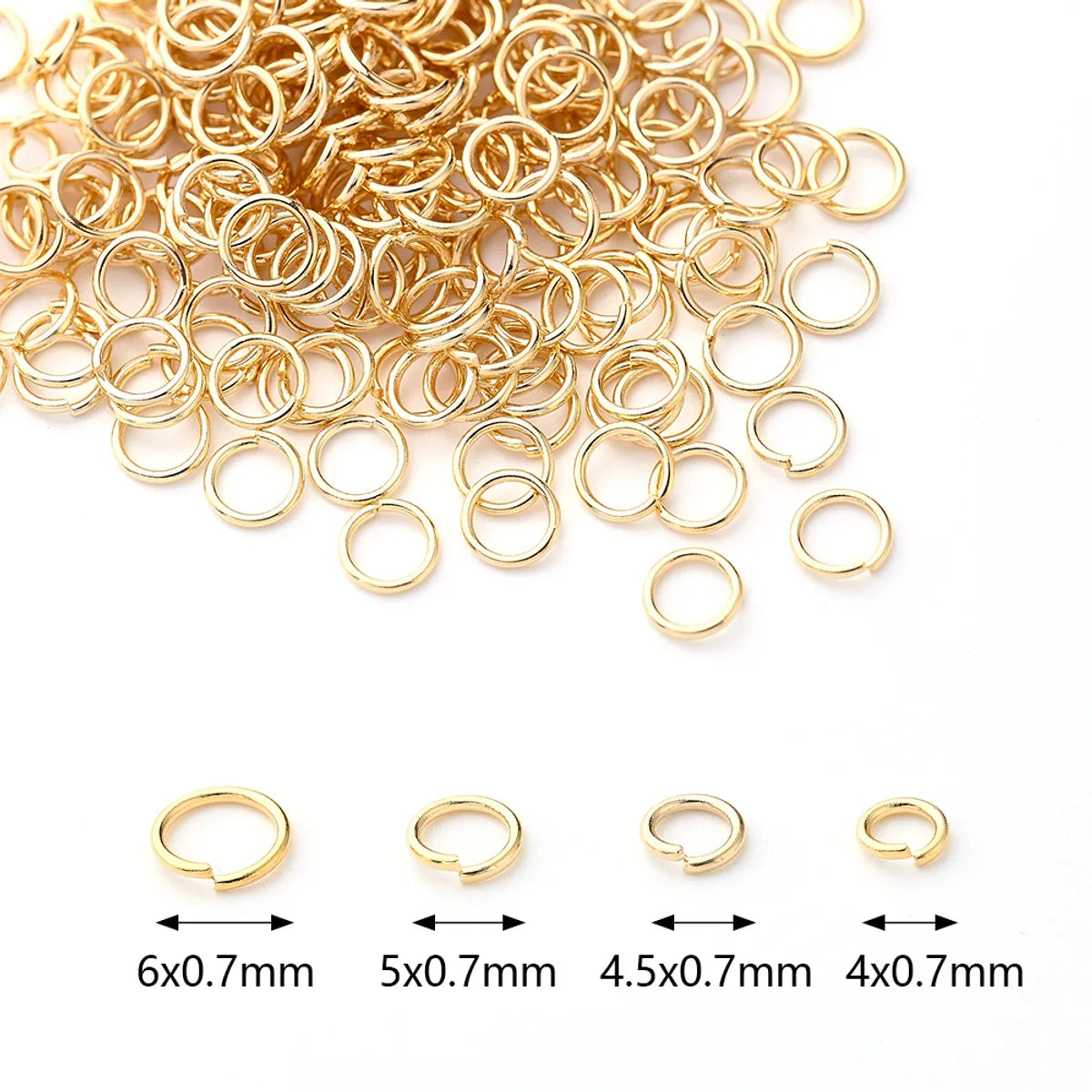 100 PCS/Package 4.5x0.7mm 4x0.7mm 5x0.7mm Hole 2~2.9mm Hole 3~3.9mm Hole 4~4.9mm 304 Stainless Steel 18K Gold Plated Circle Simple Solid Color Polished Open Jump Rings