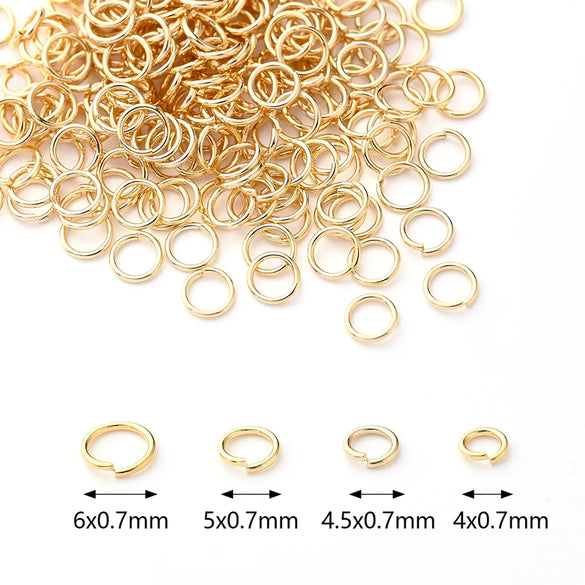 100 PCS/Package 4.5x0.7mm 4x0.7mm 5x0.7mm Hole 2~2.9mm Hole 3~3.9mm Hole 4~4.9mm 304 Stainless Steel 18K Gold Plated Circle Simple Solid Color Polished Open Jump Rings