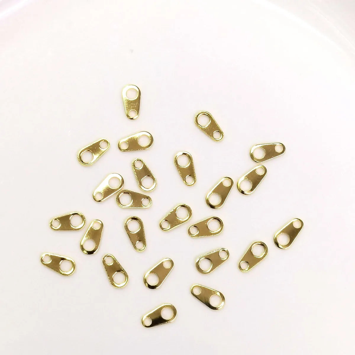 100 PCS/Package 6 * 3mm Copper 14K Gold Plated Solid Color Polished Tail Connecting Sheet