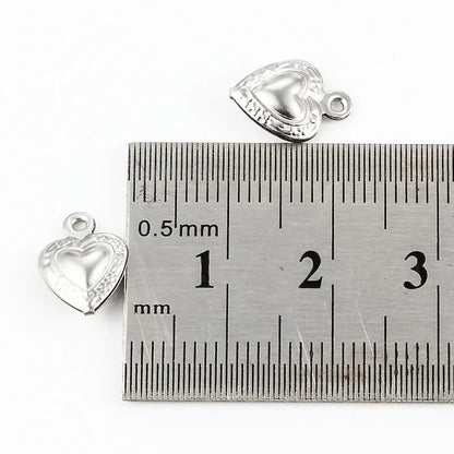 100 PCS/Package 8.6mm Stainless Steel Heart Shape Pendant