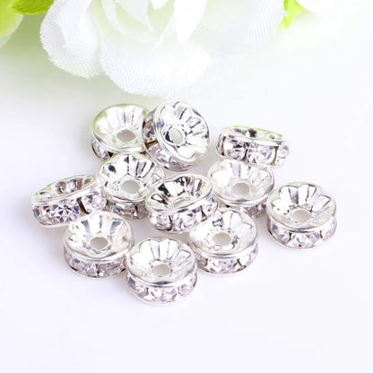 100 PCS/Package Diameter 10mm Diameter 6 Mm Diameter 8mm Metal Rhinestones Round Polished Spacer Bars