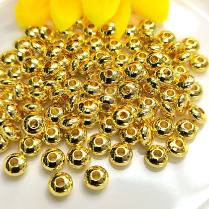 100 PCS/Package Diameter 4mm Diameter 5mm Hole 1~1.9mm Copper 14K Gold Plated 18K Gold Plated Solid Color Polished Spacer Bars