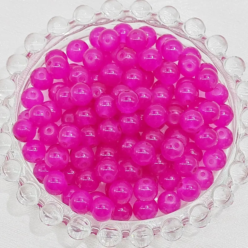 100 PCS/Package Glass Glass Round Beads