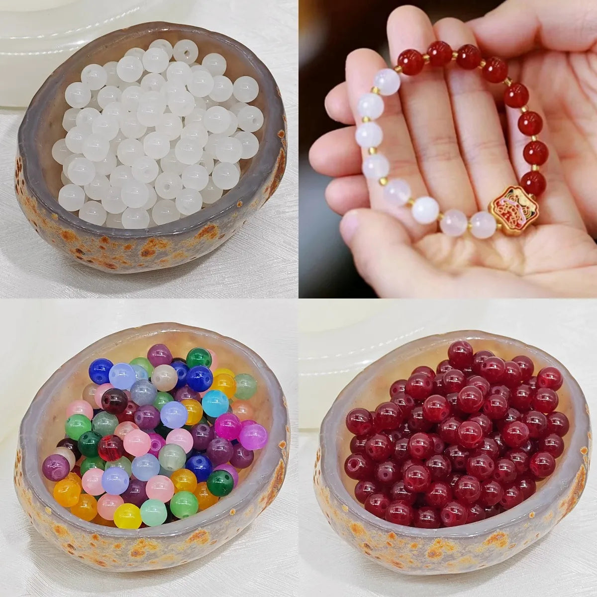 100 PCS/Package Glass Glass Round Beads