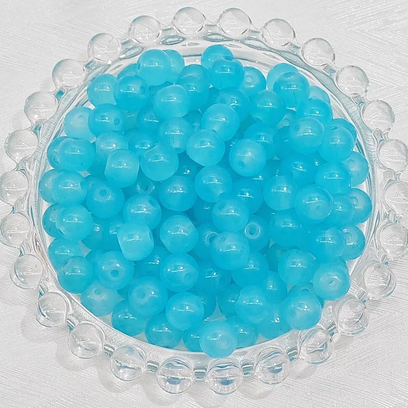 100 PCS/Package Glass Glass Round Beads