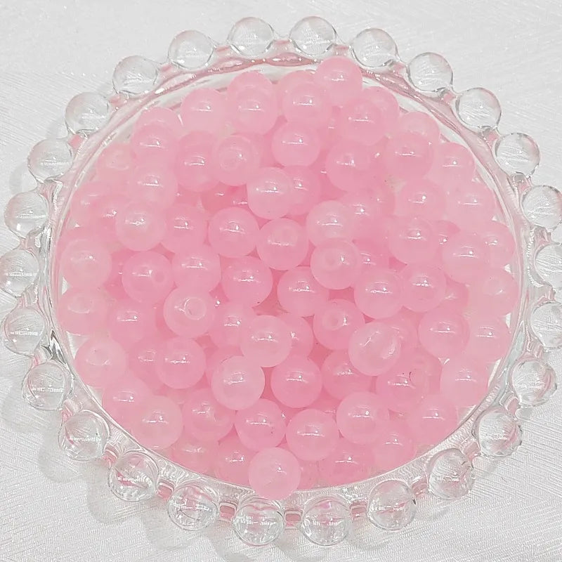 100 PCS/Package Glass Glass Round Beads