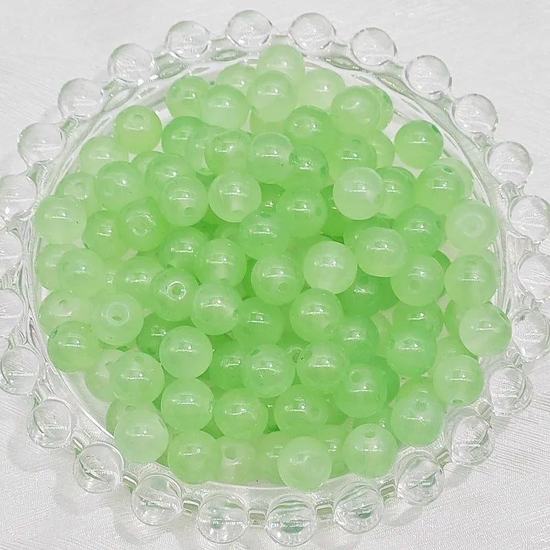 100 PCS/Package Glass Glass Round Beads