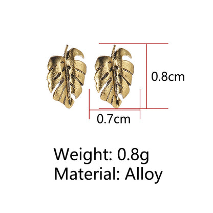 Earrings Turtle Shell Earrings Alloy Plating Gold Gold Silver Tree Leaf Ear Studs Feather Ear Studs