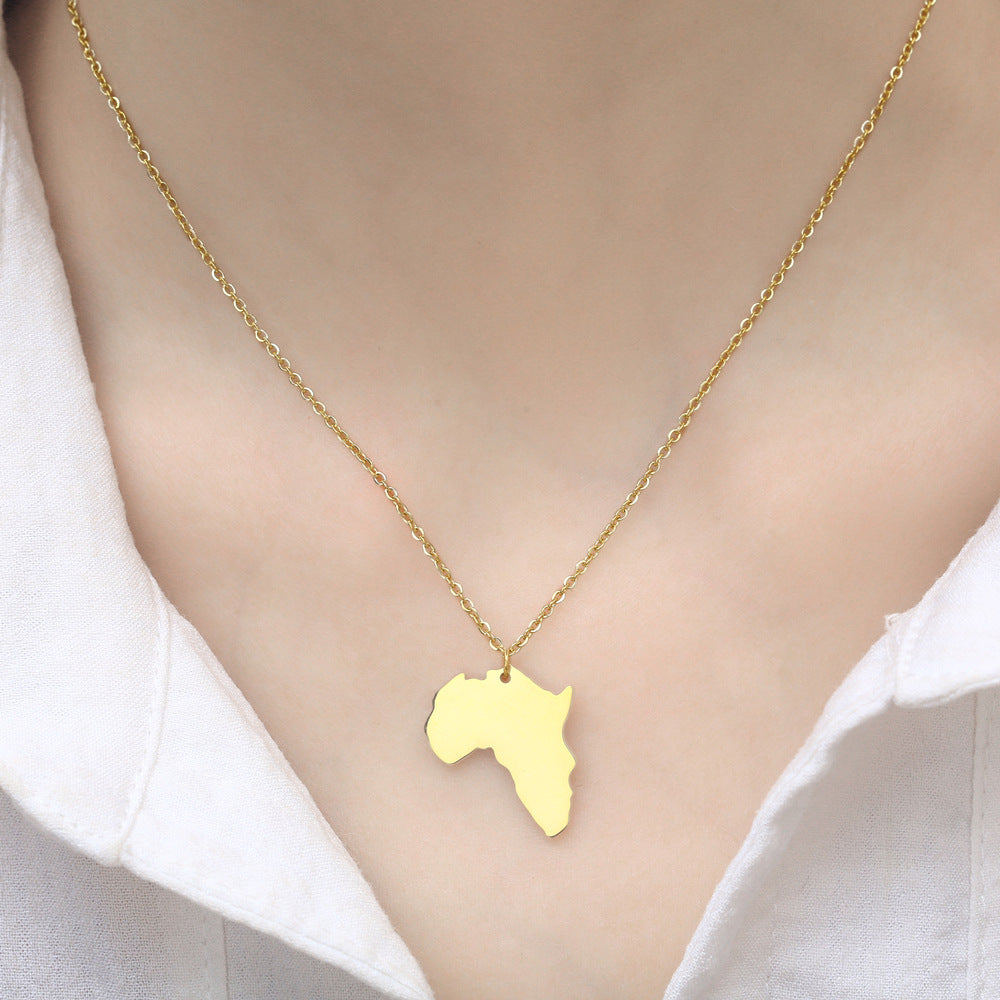 18k Fashion Simple Africa Map Stainless Steel Necklace Wholesale Gooddiy