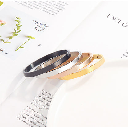 Simple Style Solid Color Titanium Steel Plating Bangle