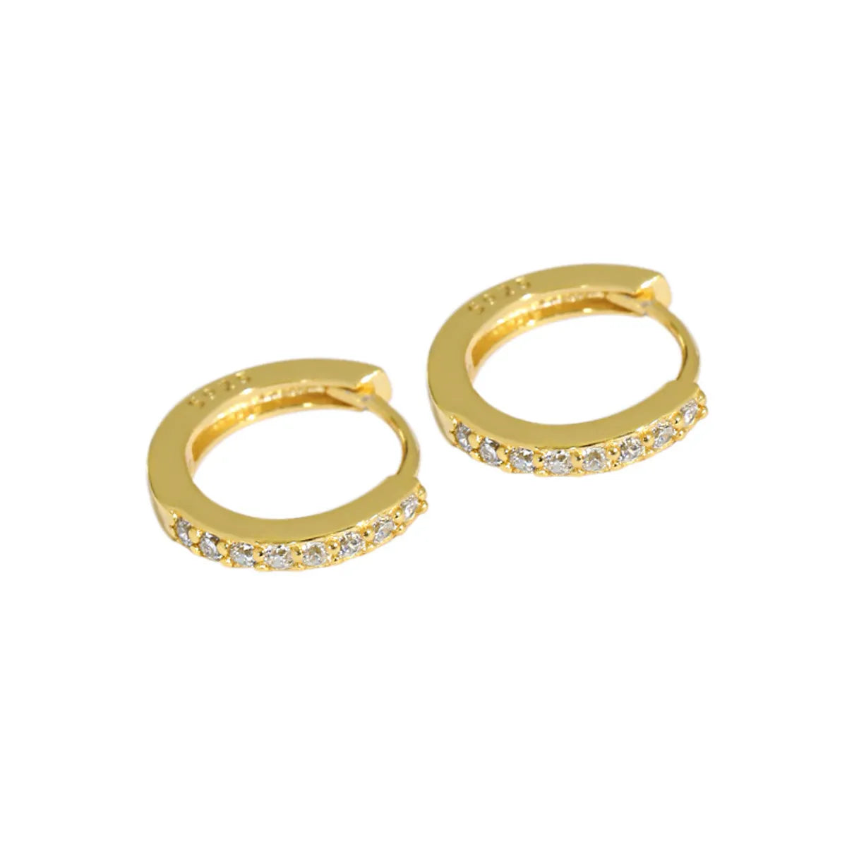 Simple Style Geometric Sterling Silver Gold Plated Zircon Hoop Earrings 1 Pair