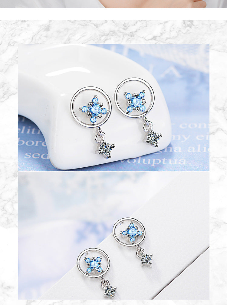 1 Pair Sweet Star Plating Inlay Copper Zircon White Gold Plated Drop Earrings