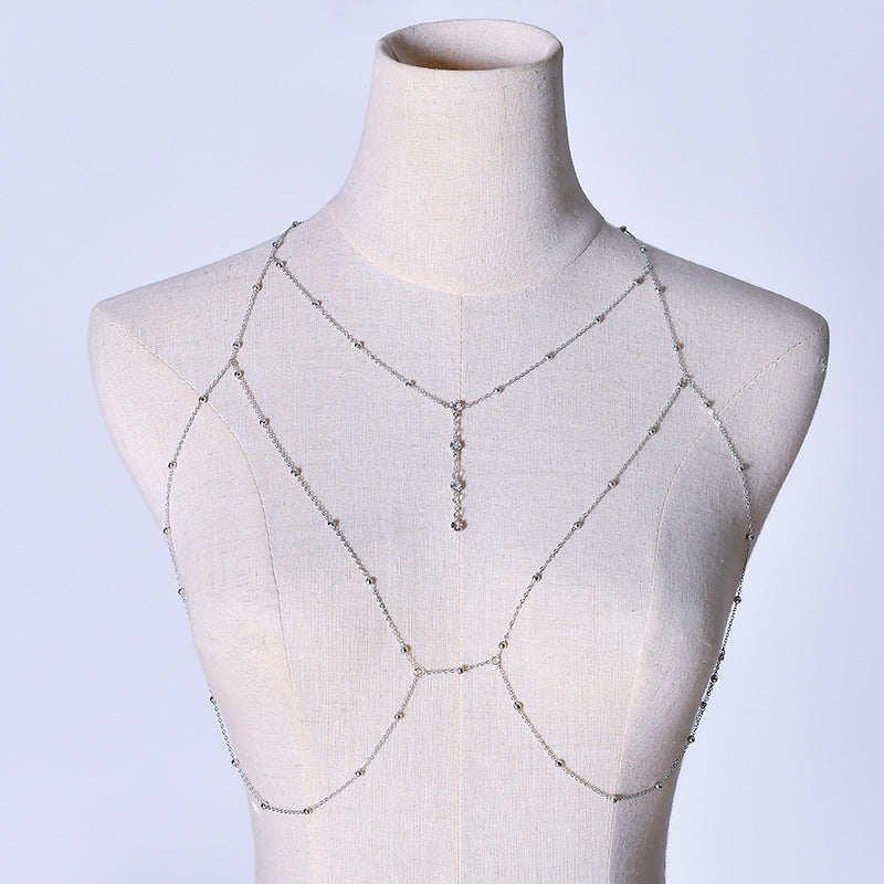 Wholesale Jewelry Simple Style Solid Color Metal Rhinestones Body Chain