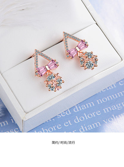 1 Pair Elegant Simple Style Bow Knot Plating Inlay Copper Zircon Rose Gold Plated White Gold Plated Drop Earrings