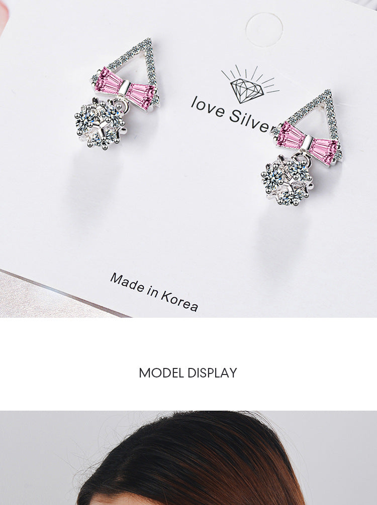 1 Pair Elegant Simple Style Bow Knot Plating Inlay Copper Zircon Rose Gold Plated White Gold Plated Drop Earrings