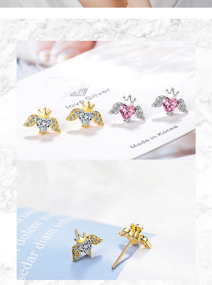 1 Pair Lady Heart Shape Plating Inlay Copper Zircon 24k Gold Plated White Gold Plated Ear Studs