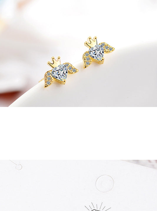 1 Pair Lady Heart Shape Plating Inlay Copper Zircon 24k Gold Plated White Gold Plated Ear Studs