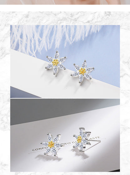 1 Pair Simple Style Flower Inlay Copper Zircon Ear Studs